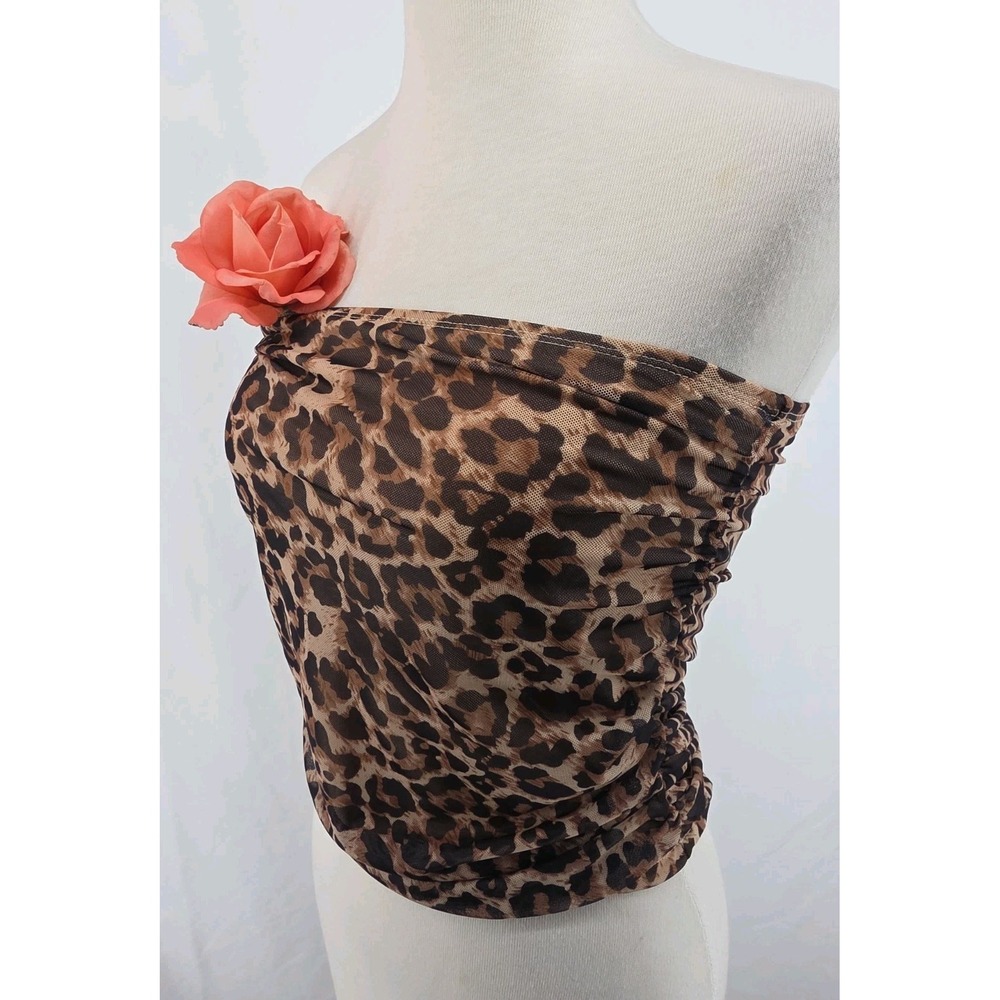 Shein Leopard Print Ruched Tube Top Women's Size XS